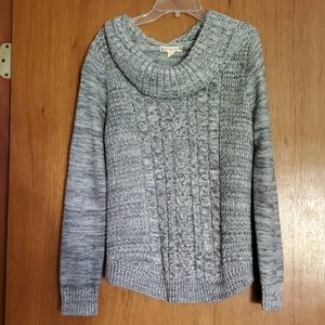 Grey sweater with cowl